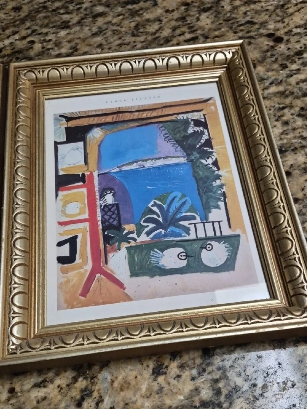Pier 1 Pair Of Picasso  - Gold Frames, Multicolor Prints